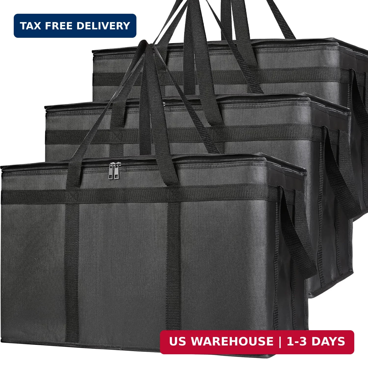 Bodaon 3-Pack Insulated Food Delivery Bag, XXXL Pizza Cooler Bags, Rideshare Del