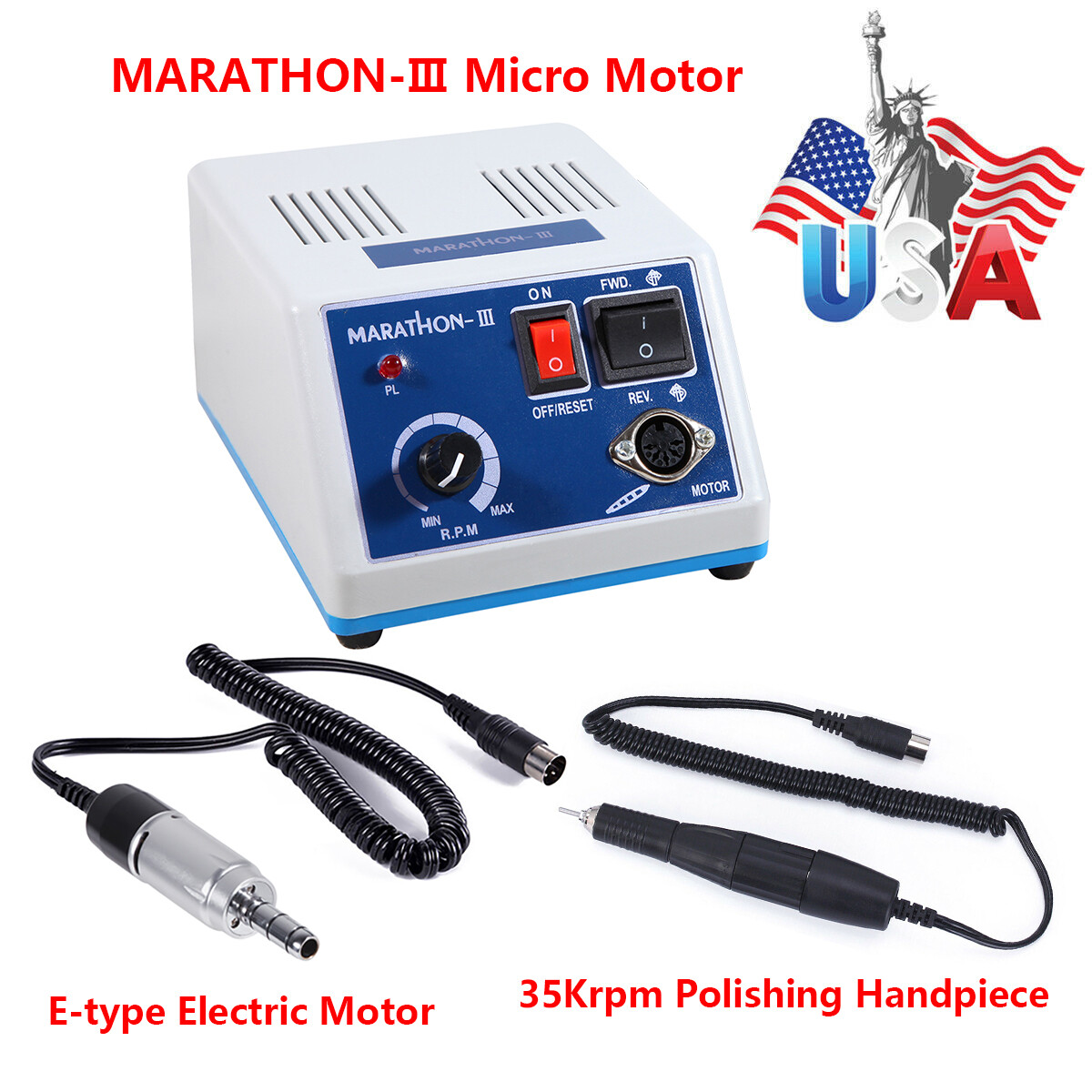 Dental E-Type Micro Motor MARATHON W/Polishing 35,000 RPM Handpiece USA