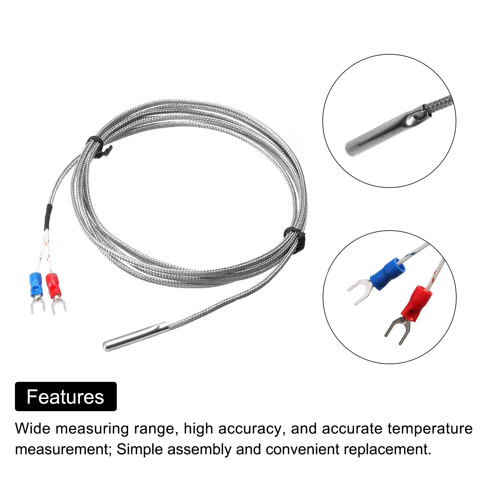E Type Thermocouple Temperature Sensor Probe 4x30mm 6.6ft Wire 32 to 1112°F