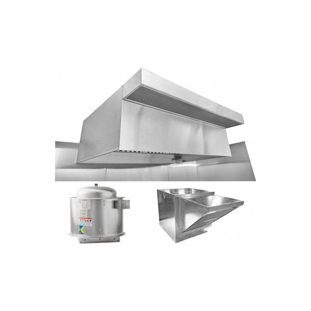 HoodMart EXH012PSP 12 FT Restaurant Hood System w/ PSP Makeup-Air, 18 Gauge 4…