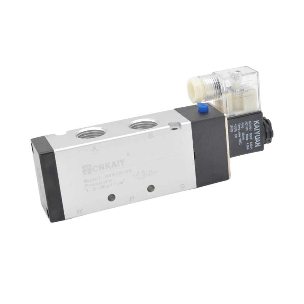 4V410-15 110V AC Pneumatic Air Solenoid Vlave 5 Ports 2 Position 1/2″ Thread