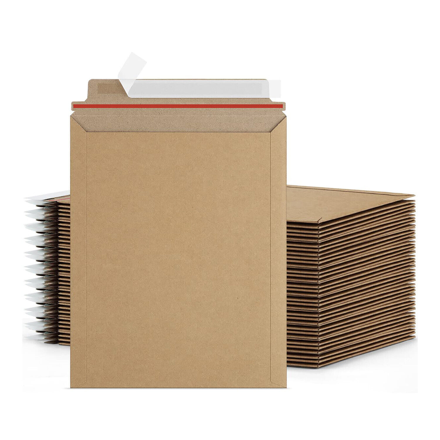 11 x 13.5 Rigid Photo Kraft Cardboard Mailer, Self-Seal Tear Tab-28pt 100 Pack