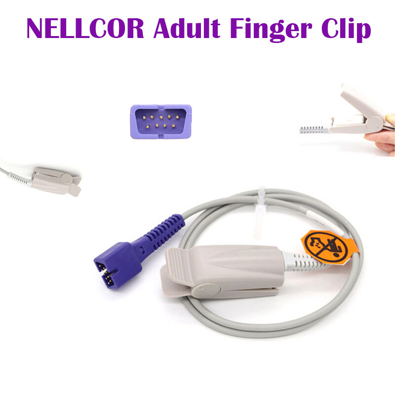 Adult Finger Clip SpO2 Sensor Probe 9Pin 1M Compatible with NELLCOR N550 N560