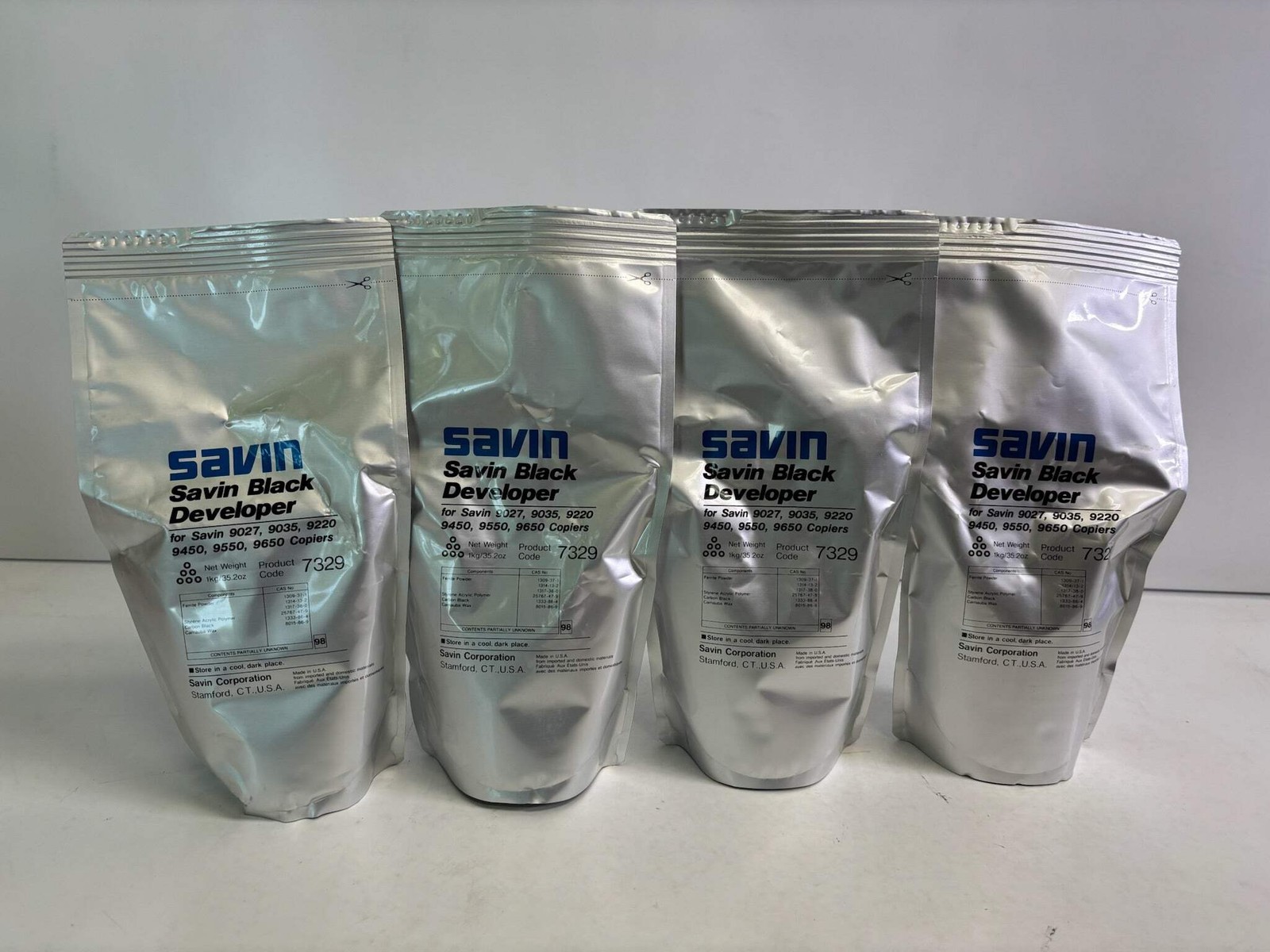 Lot of 4 Genuine Savin 9027,9035,9220,9450,9550,9650 Black Developers 7329