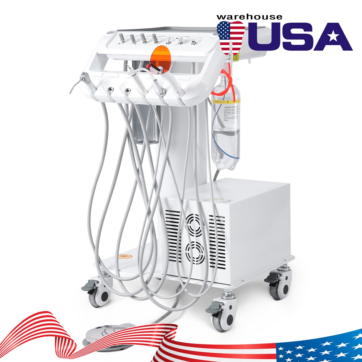 AZDENT Dental Portable Mobile Delivery Unit Air Compressor Suction System 4Hole