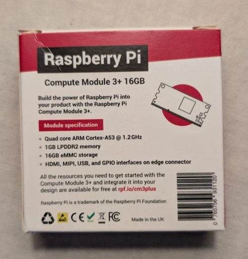 Raspberry Pi Compute Module 3+ 16GB w/ 1GB RAM Quad Core ARM Cortex-A53 @ 1.2GHz
