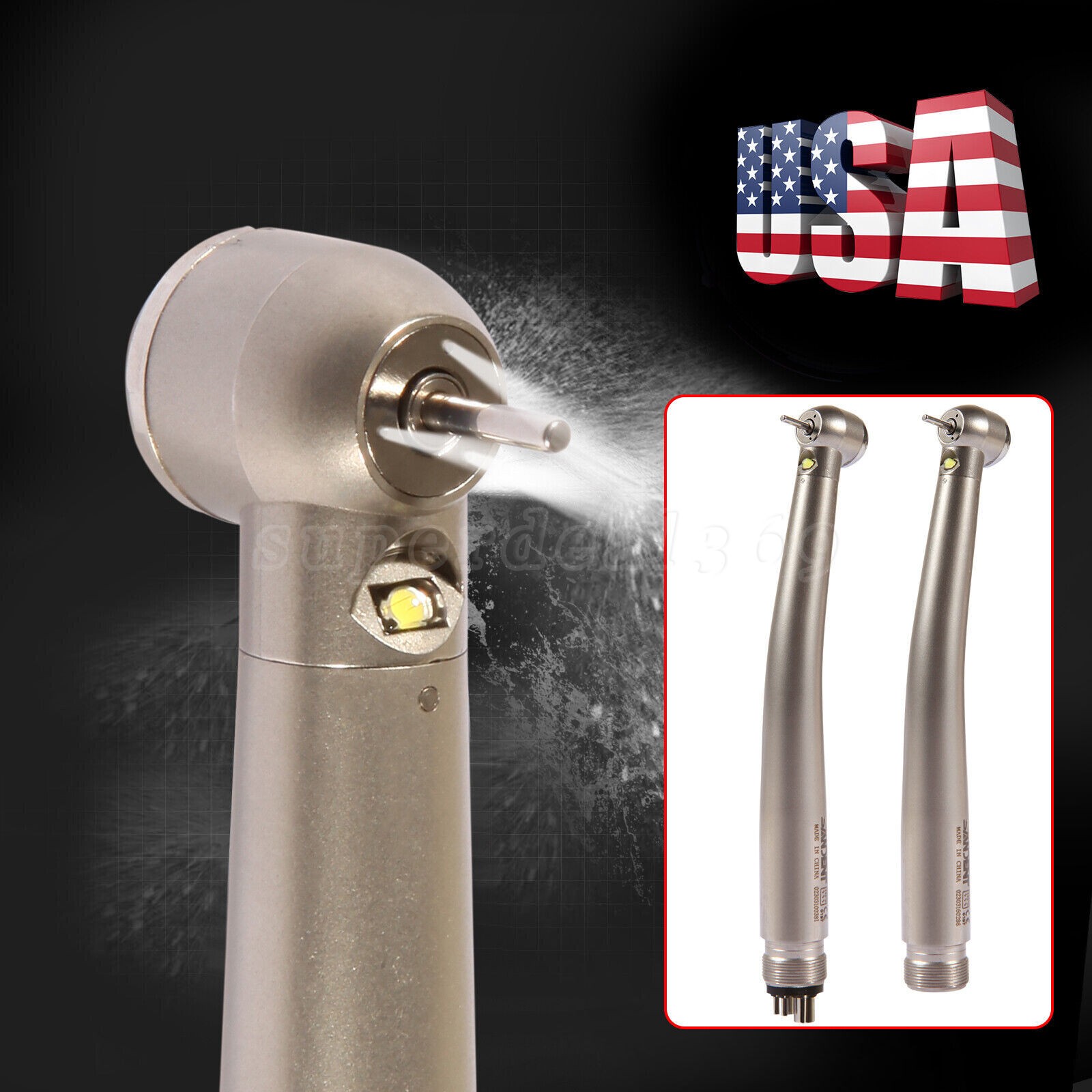 Dental High Speed Handpiece LED Type Turbine 2/4 Holes E-generator Triple Spray