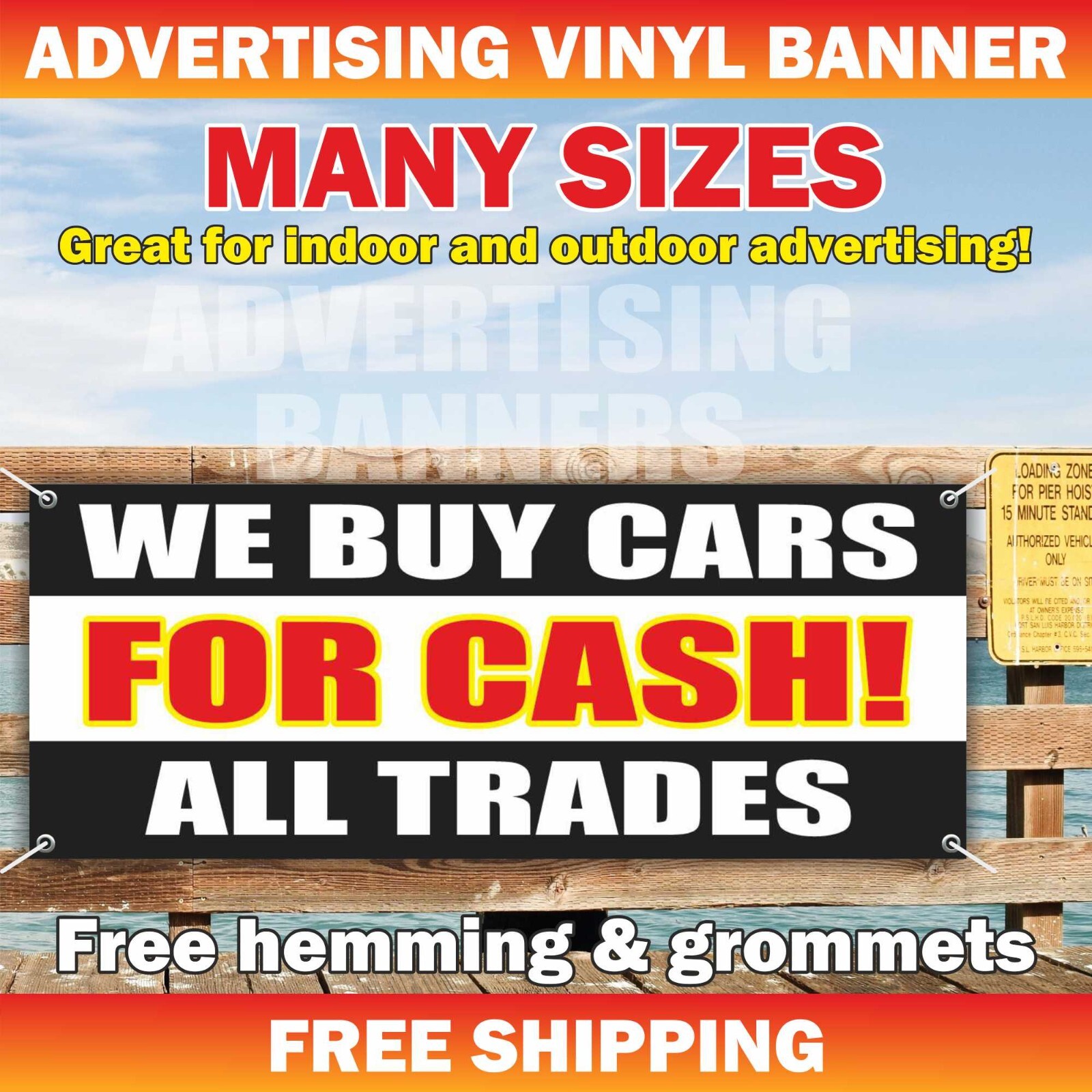 WE BUY CARS FOR CASH Advertising Banner Vinyl Mesh Sign trades auto sale dealer