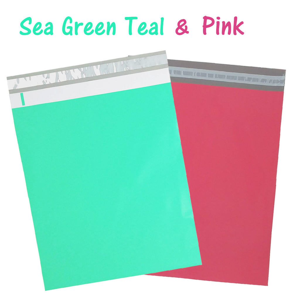12″ x 15″ Designer Poly Mailers, Pink,Teal, Polka Dots,Hearts Flat Shipping Bags