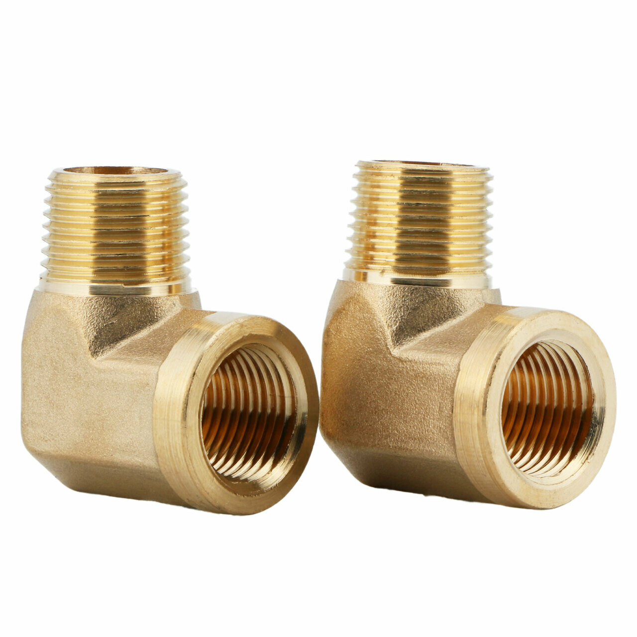 U.S. Solid 90 Degree Elbow Brass Fitting NPT 1/4″ Male x 1/4″ Female, 2pcs