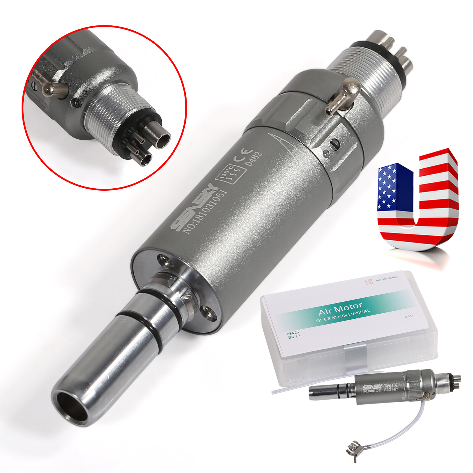 1-5 NSK Style Dental Air Motor 4 Hole Handpiece E-type 4holes Slow Low Speed led