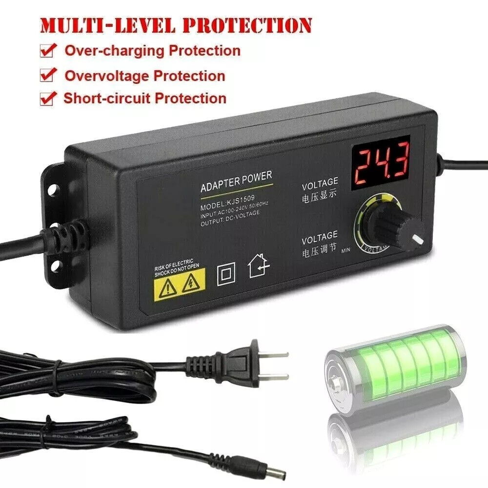 1X Adjustable Voltage 3 to 36V AC / DC Switch Power Supply Adapter W/LED Display