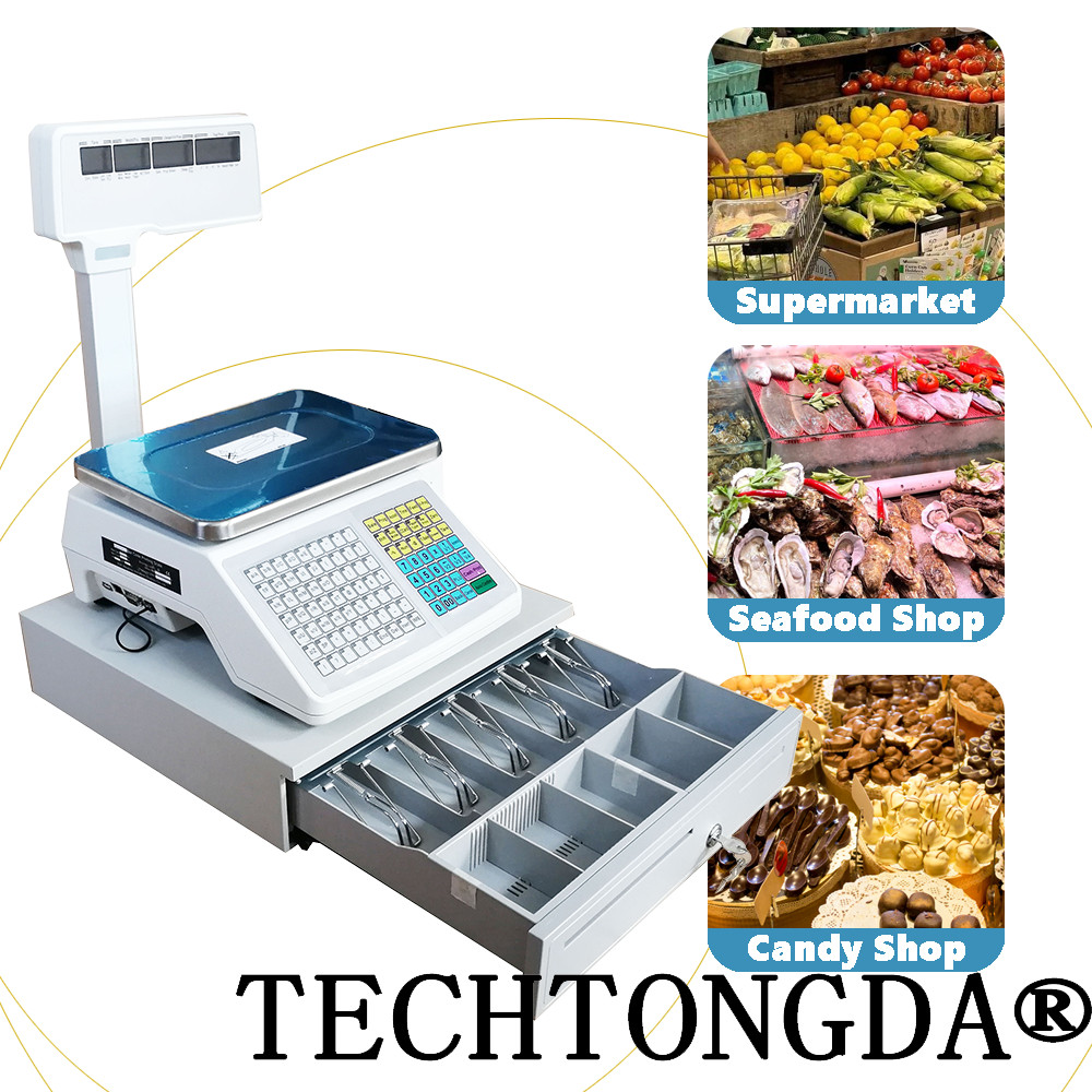 110V 30kg Double-sided Commercial Electric Scale with Cash Box and Thermal Label