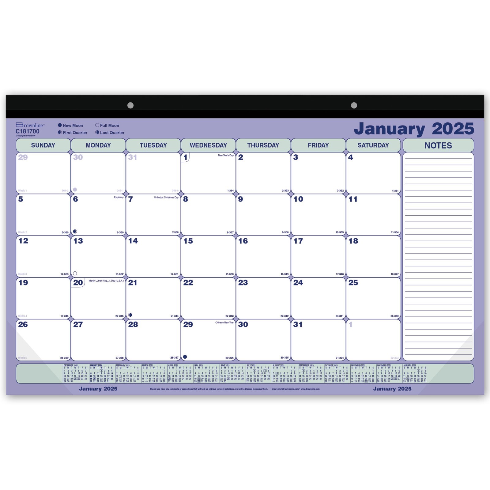 2025 Brownline C181700 Desk Pad Calendar 17-3/4 x 10-7/8″