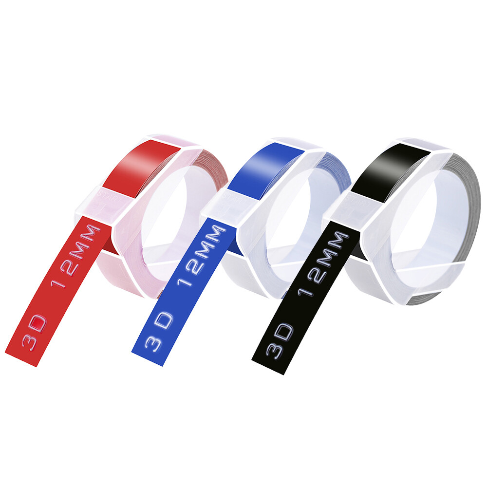 3PK 3D Embossing Tapes For DYMO Embossers Label Maker 1/2″ Red Blue Black