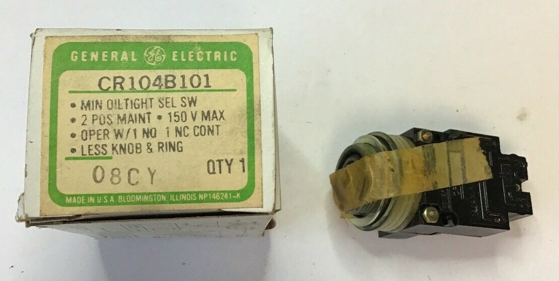 GENERAL ELECTRIC CR104B101 SELECTOR SWITCH 2POS 150V W/O KNOB&RING