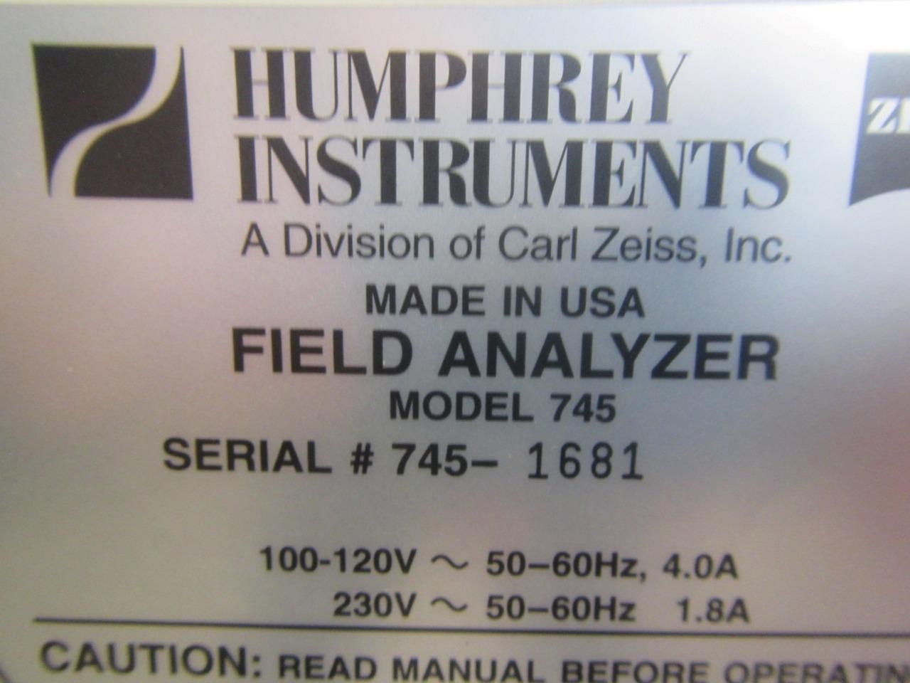 Zeiss Humphrey HFA II 745 Ophthalmic Visual Field Analyzer w/ Printer & Table