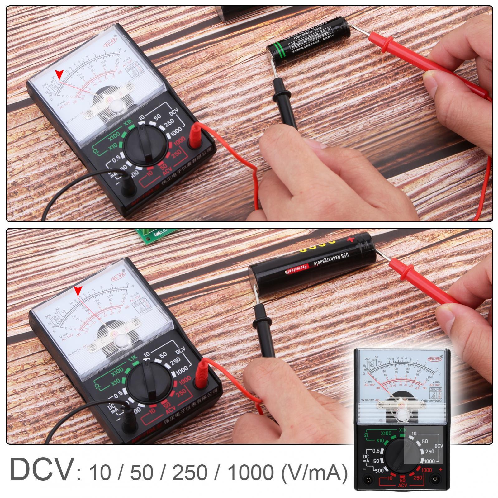 Small Analog Multimeter Pointer AC DC Voltage Analog Volt Meter with Test Leads