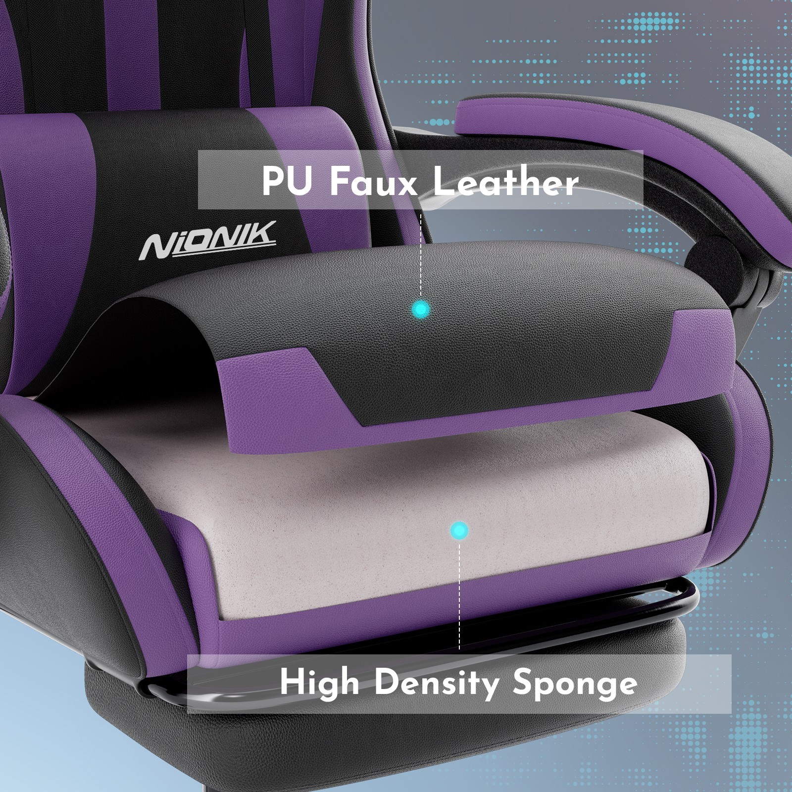 Computer Chair with Footrest and Lumbar Support Height Adjustable Gaming Chair