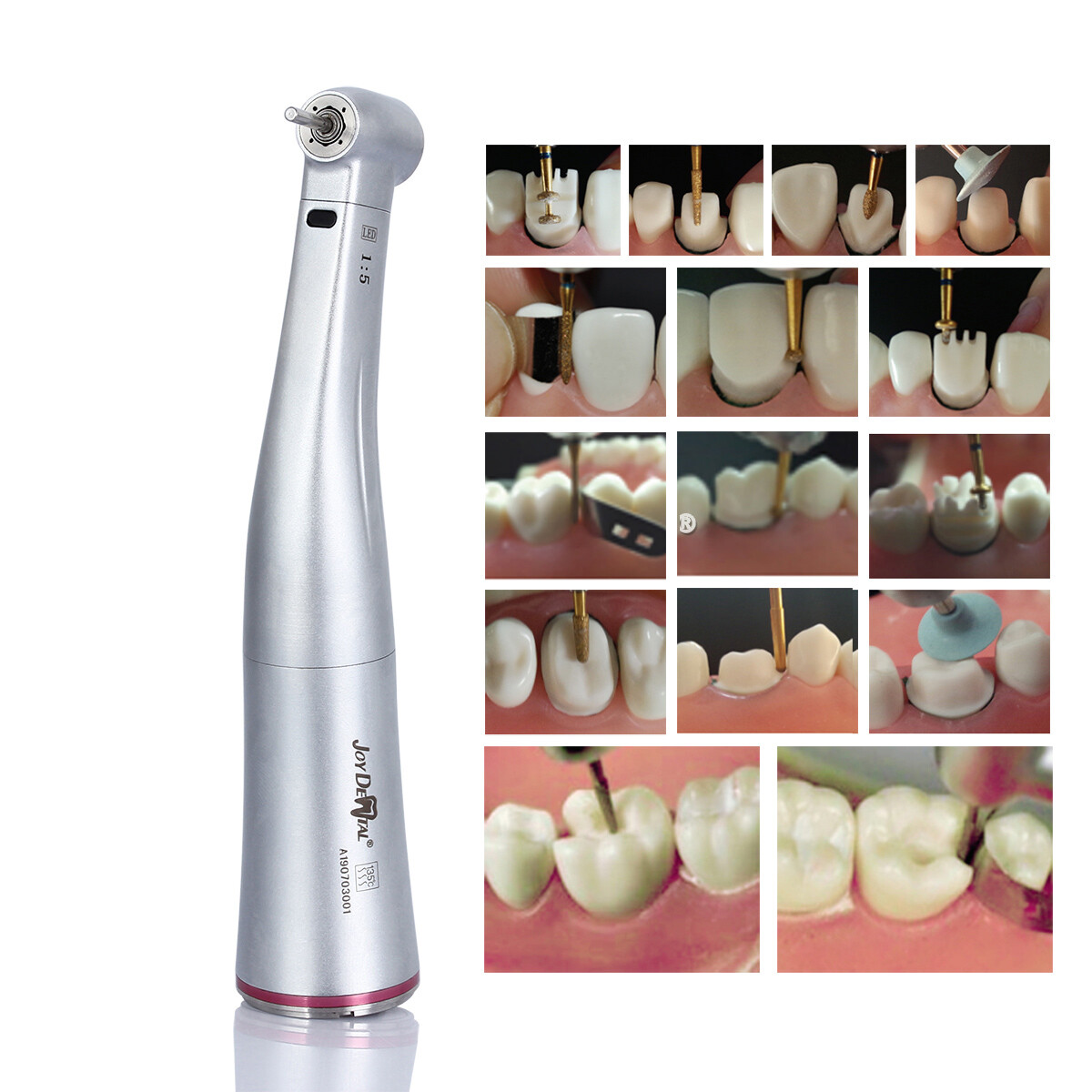 JOyDental 1:5 Increasing Contra Angle Optic LED Handpiece Fit Electric Motor