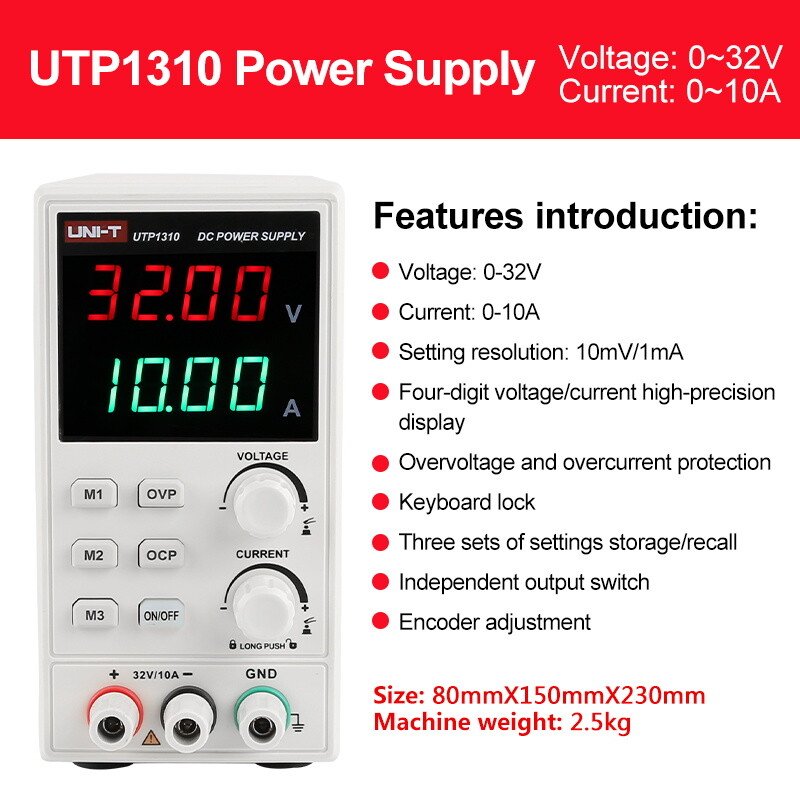 DC Power Supply 32V 10A Current Adjustable 4 Digits Display AC Voltage Regulator