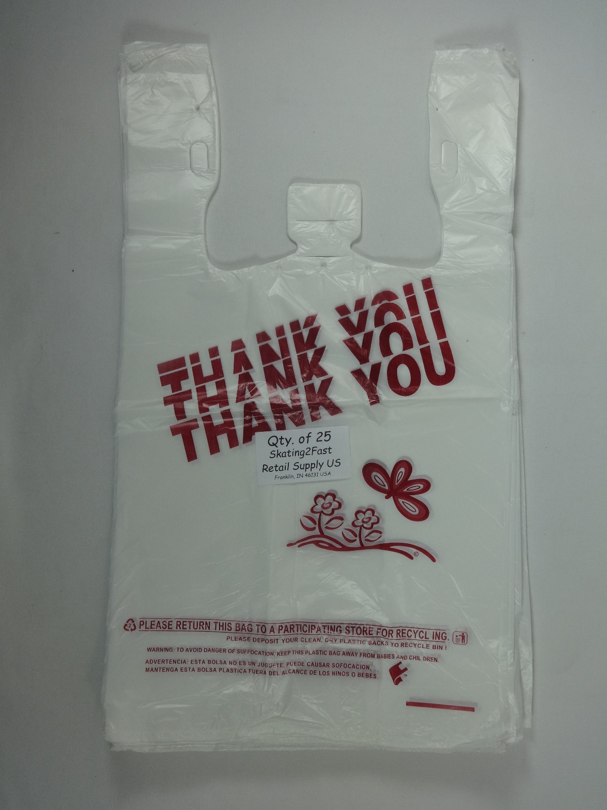THANK YOU T-Shirt Bags 11.5″ x 6.25″ x 21″ Plastic Retail Shopping