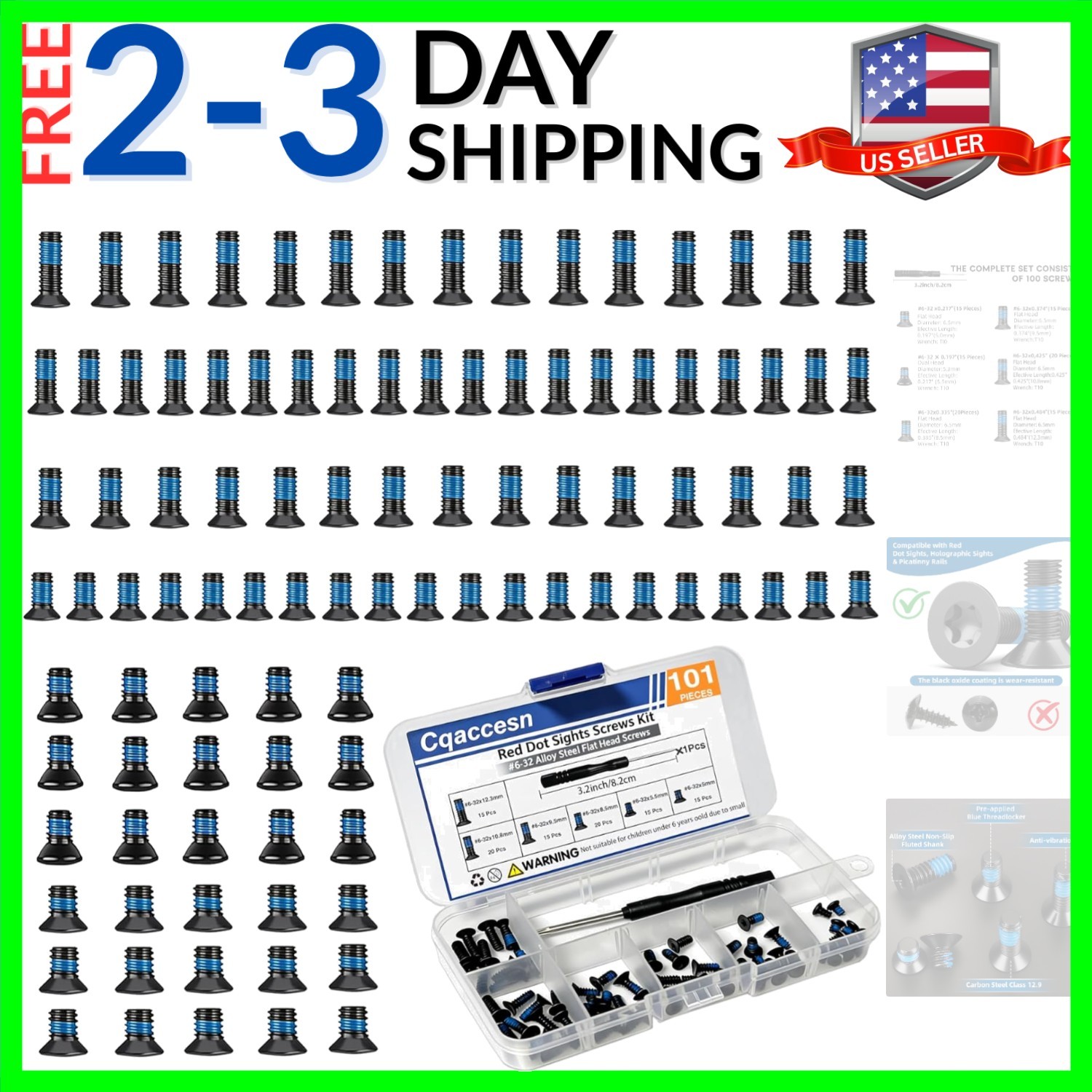 101Pcs Red Dot Sights Screws Kit – Alloy Steel Flat Head Screws for Optics Mo…