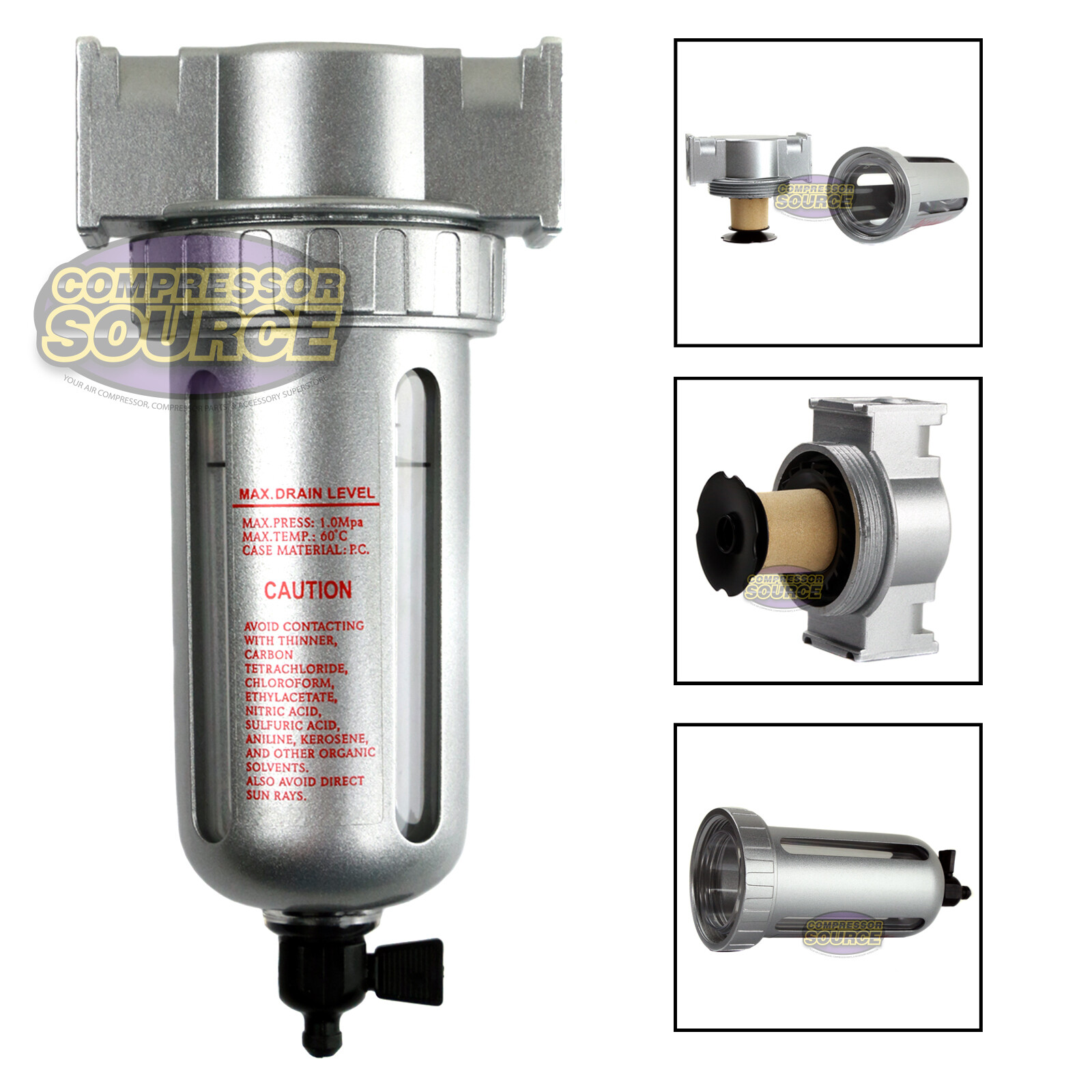 1/2″ Compressed Air In Line Moisture & Water Filter Trap F804 Compressor New