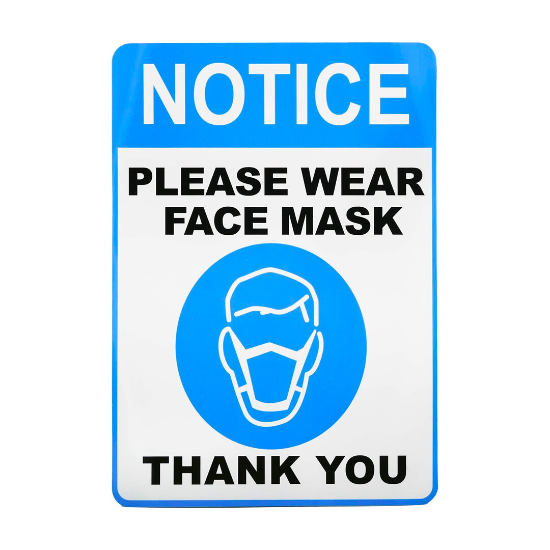 20 Pack – Face Mask Required Sticker Sign – Mask Mandate Compliance Decal
