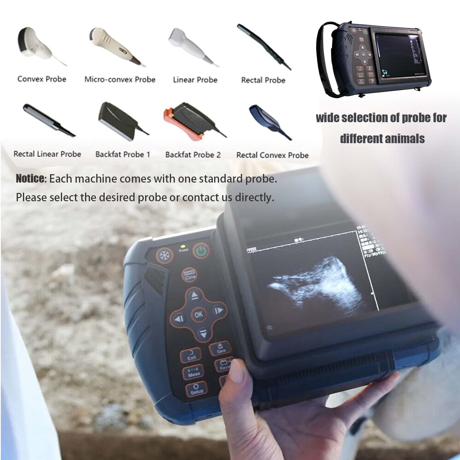 DAWEI Handheld Veterinary Ultrasound Machine Rectal Probe for Horse, Cow
