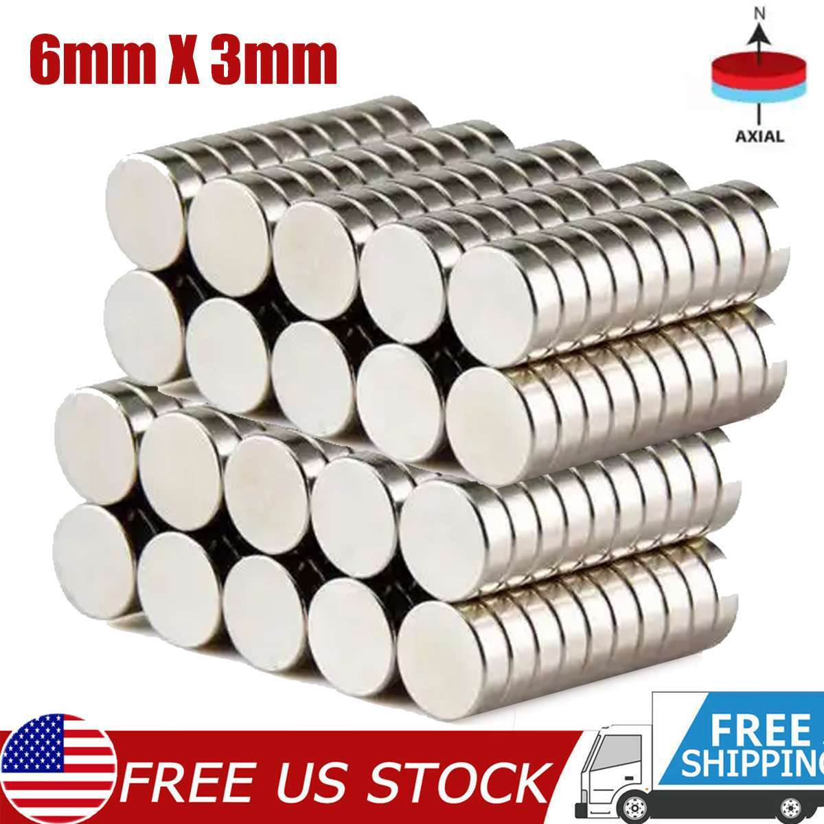 20 50 100 200pc 6mm x 3mm 1/4″x1/8″ N52 Strong Disc Rare Earth Neodymium Magnet