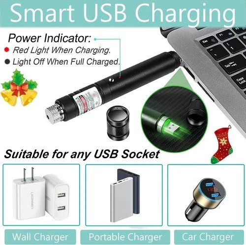 Green Presentation Laser Pointer Pen 1mW Class II Rechargeable Office Pointer