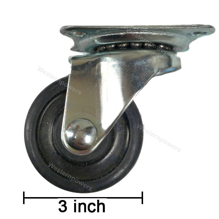 4 Pack 3 inch Swivel Caster Rubber Wheels Top Plate Bearing Heavy Duty