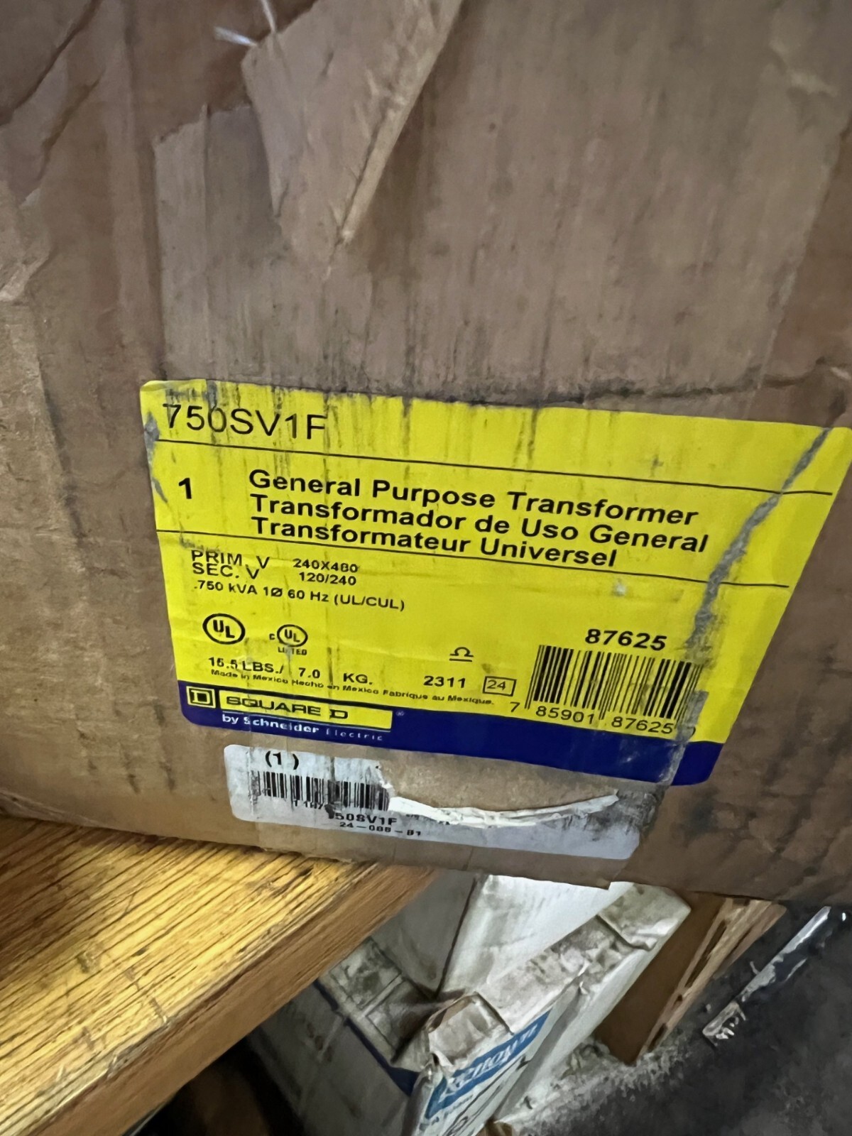 SCHNEIDER ELECTRIC 750SV1F Transformer Dry 1-Phase 0.75-Kva 240X480-Volt-120/240