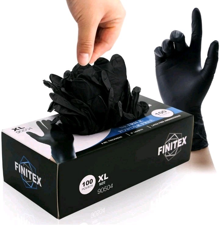 Finitex Black Nitrile Disposable Medical Exam Gloves – Box Of 100 Pcs 6mil Glove