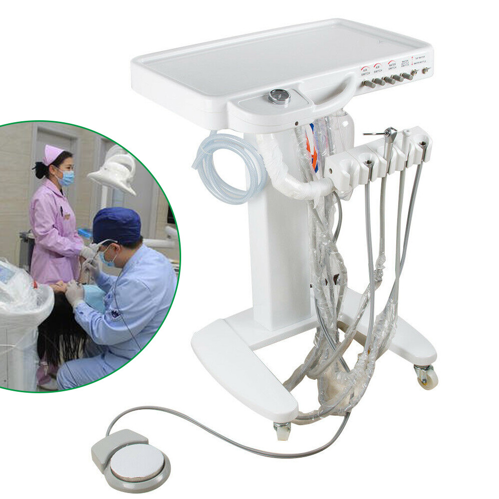 Dental Portable Mobile Delivery Unit Rolling Case Air Compressor Syringe Suction