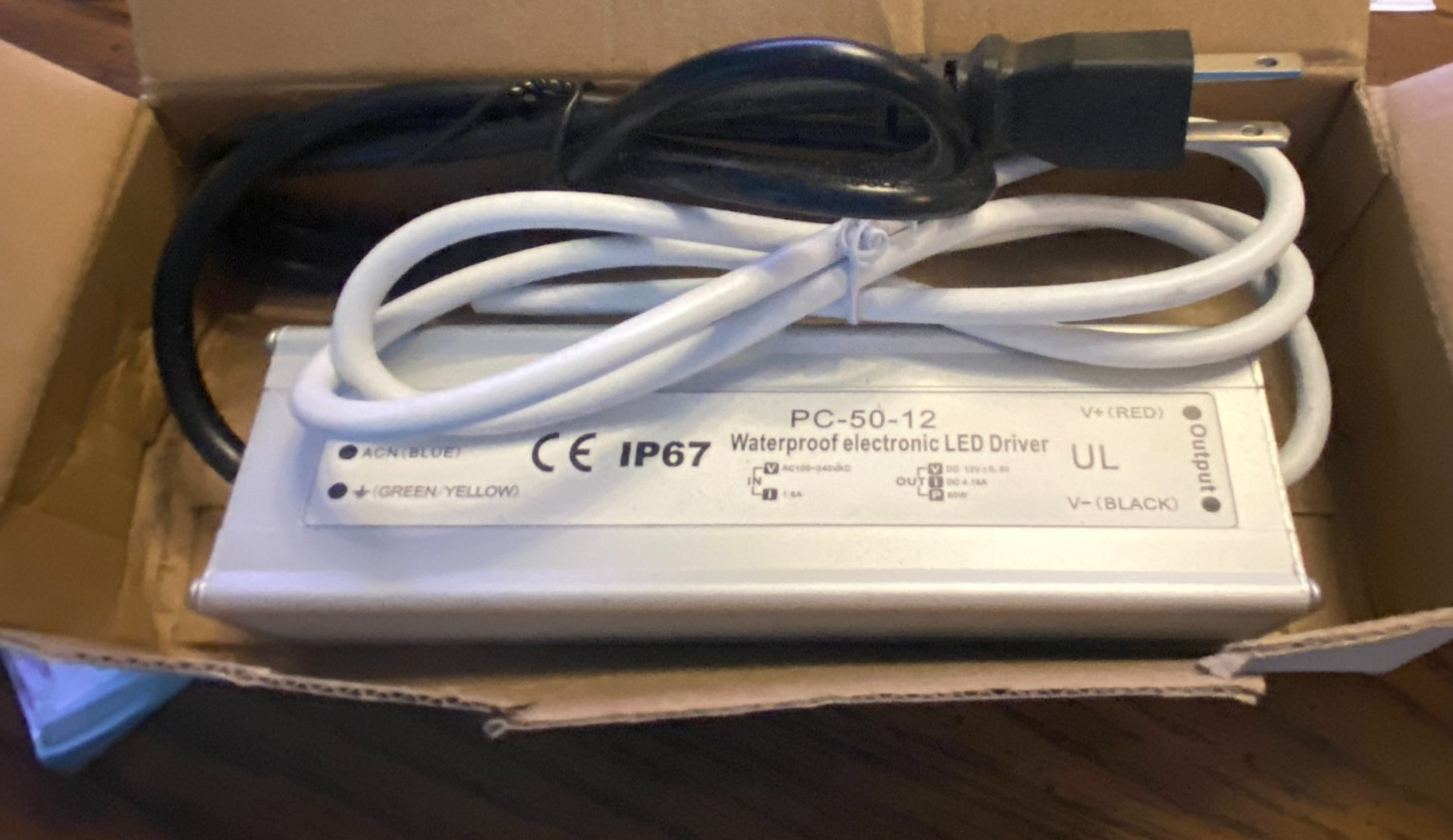PC-50-12 IP67 Waterproof Electronic LED Driver (100-240VAC – Output 12VDC 50W)