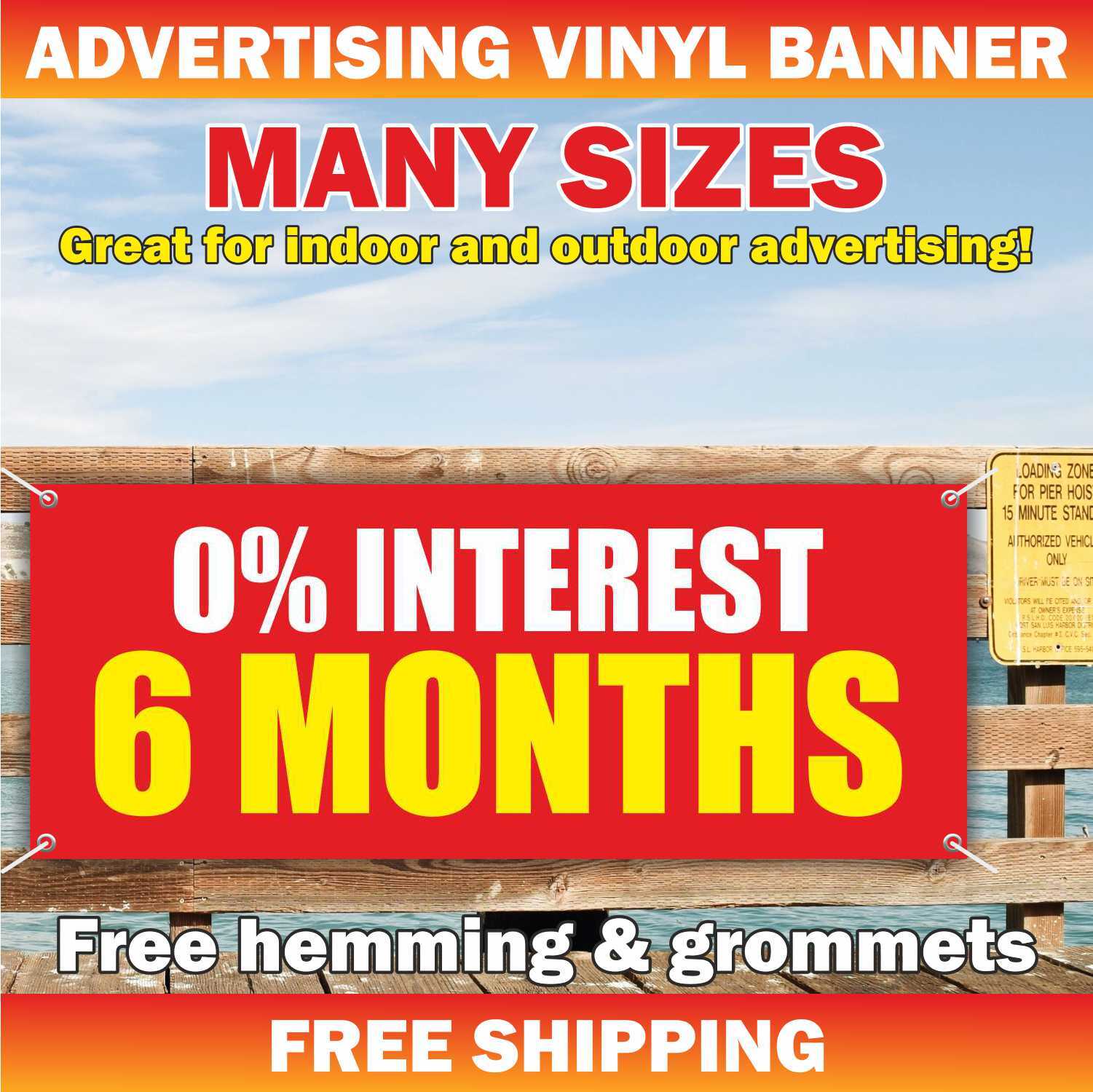 INTEREST 0% 6 MONTHS Advertising Banner Vinyl Mesh Sign Loan Insurance Bank Cash