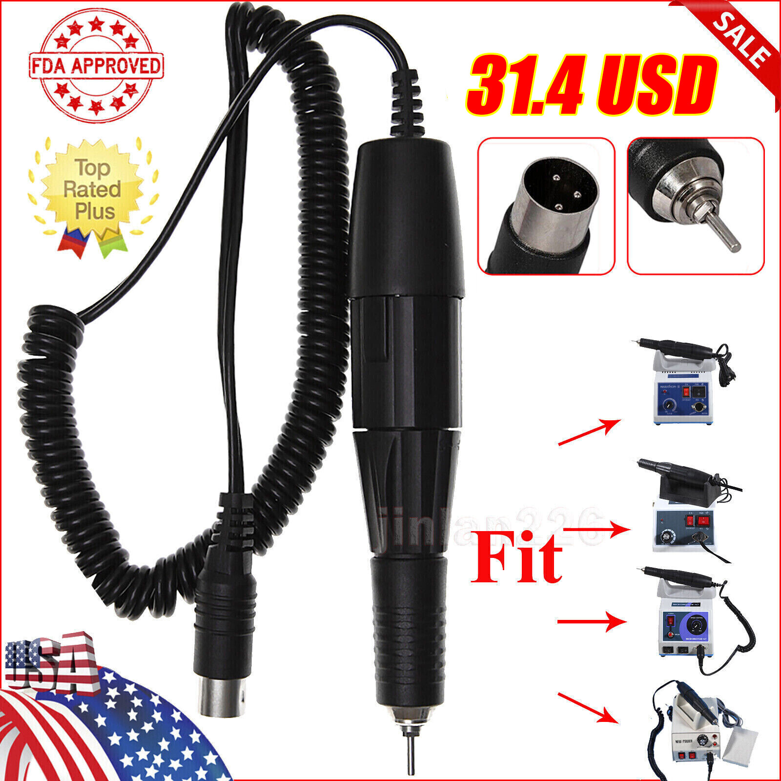 Dental Lab Electric Micromotor Polishing Handpiece Fit Marathon 35,000 rpm US