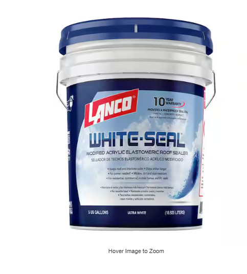 White Seal Rubberized Elastomeric Roof Coating 5Gal Weatherproof Durable Sealer