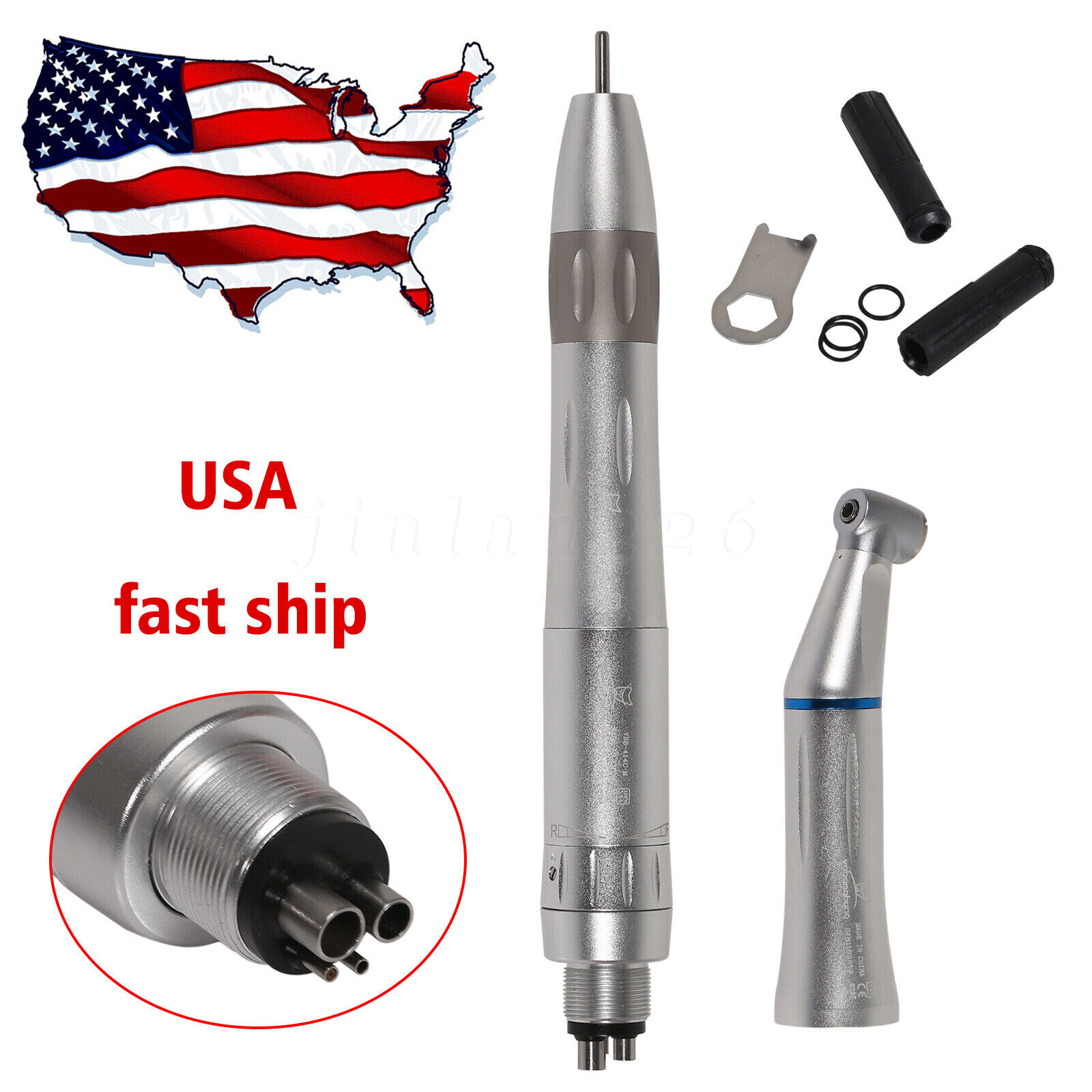 NSK Style E-type Dental Push Button Inner Spray Low Slow Speed Handpiece 4 Holes