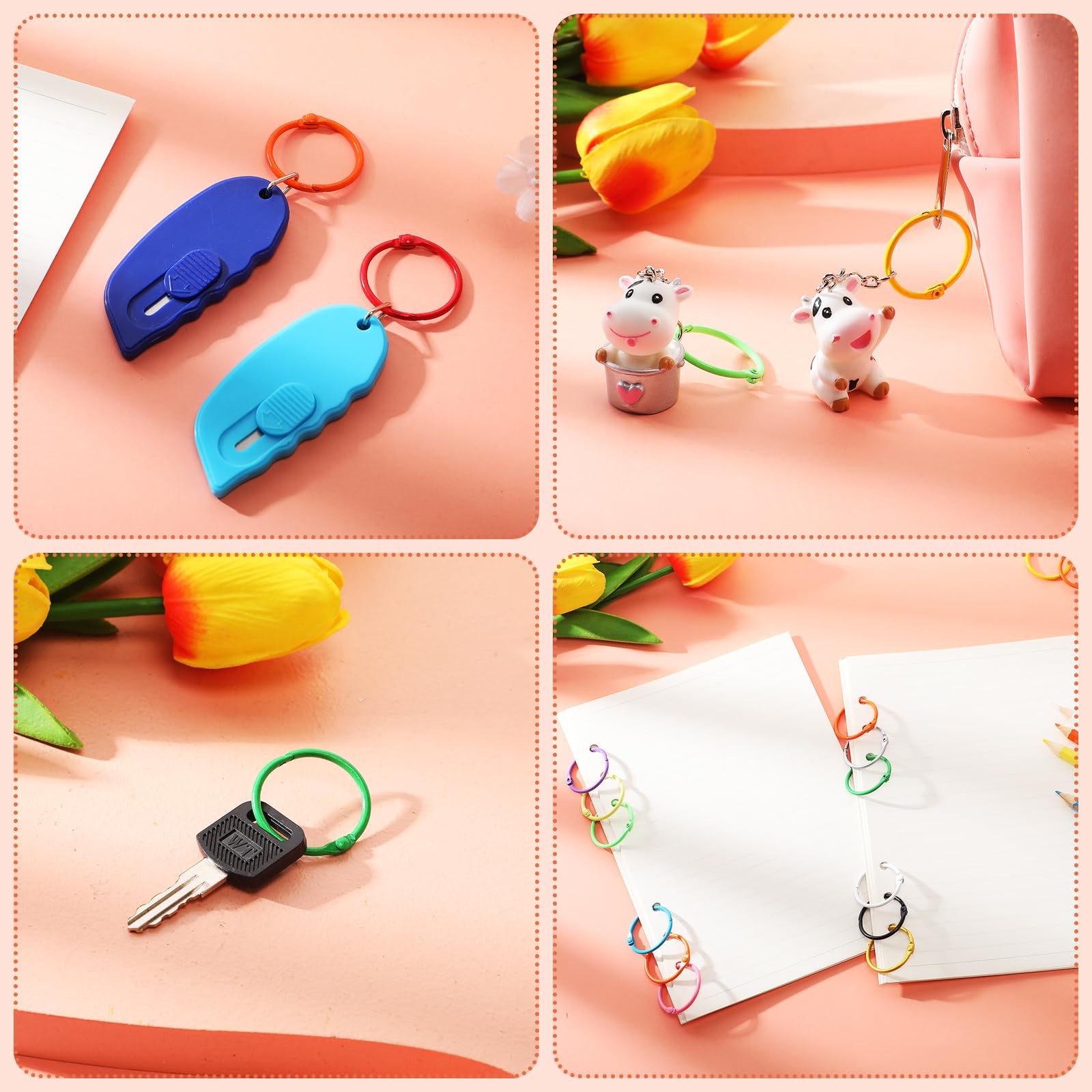 150 Pcs Loose Leaf Binder Rings Colorful Book Rings Metal Notebook Paper Flas…