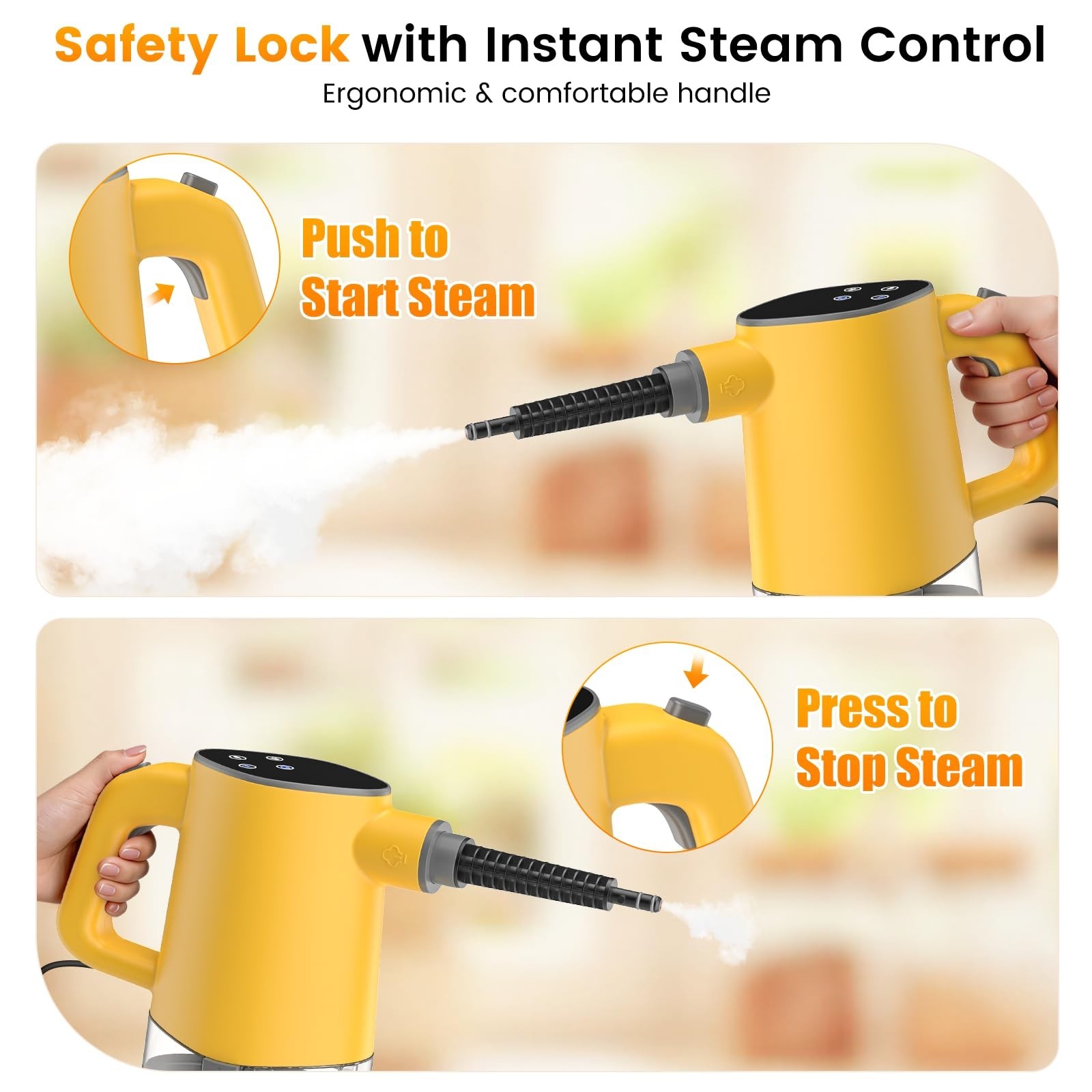 Adjustable Handheld Steam Cleaner for Home,2 Steam Levels | 450mL detachable …