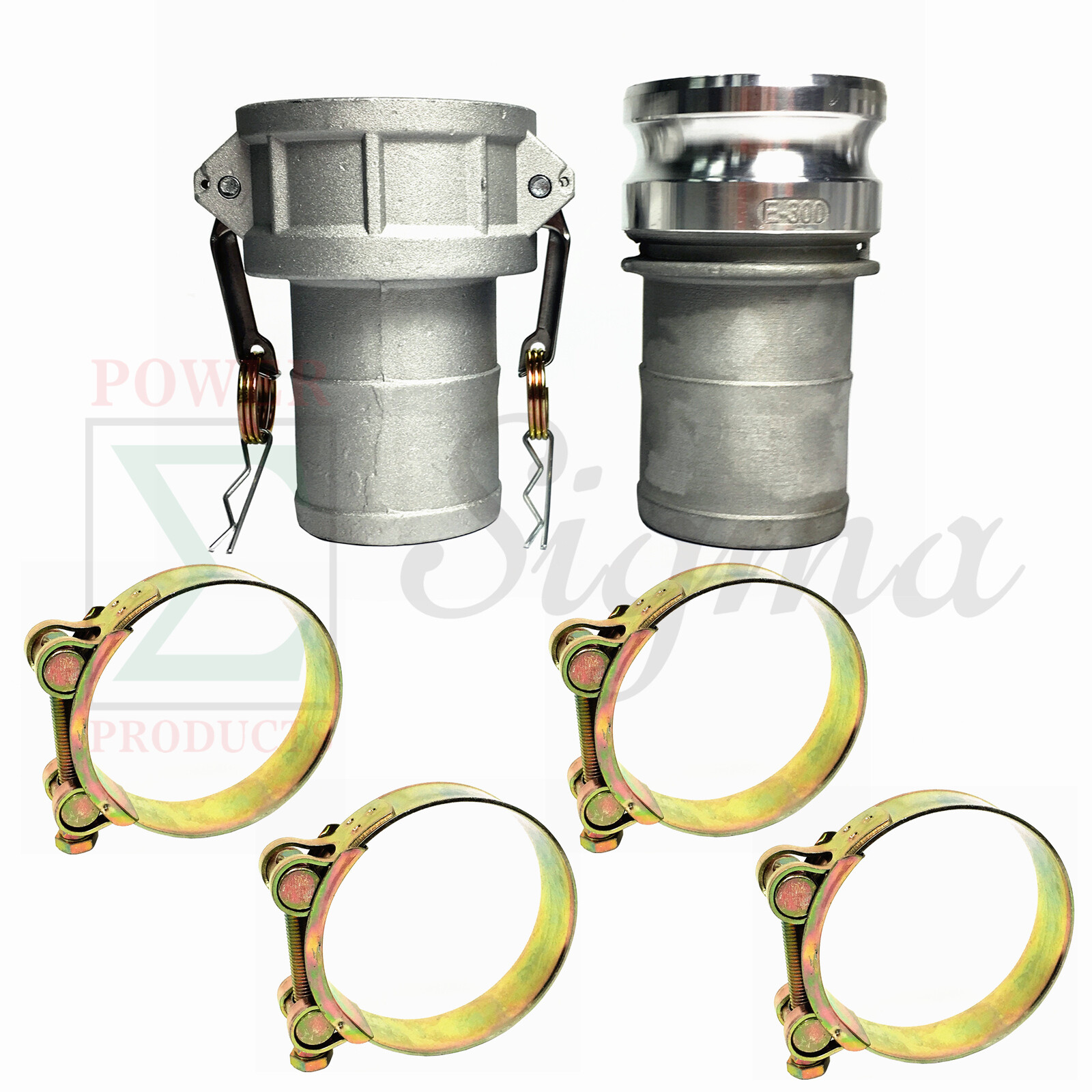 Sigma E300 300C 3″ Aluminum Female Male Camlock Hose Barb Coupler Adapter &Clamp