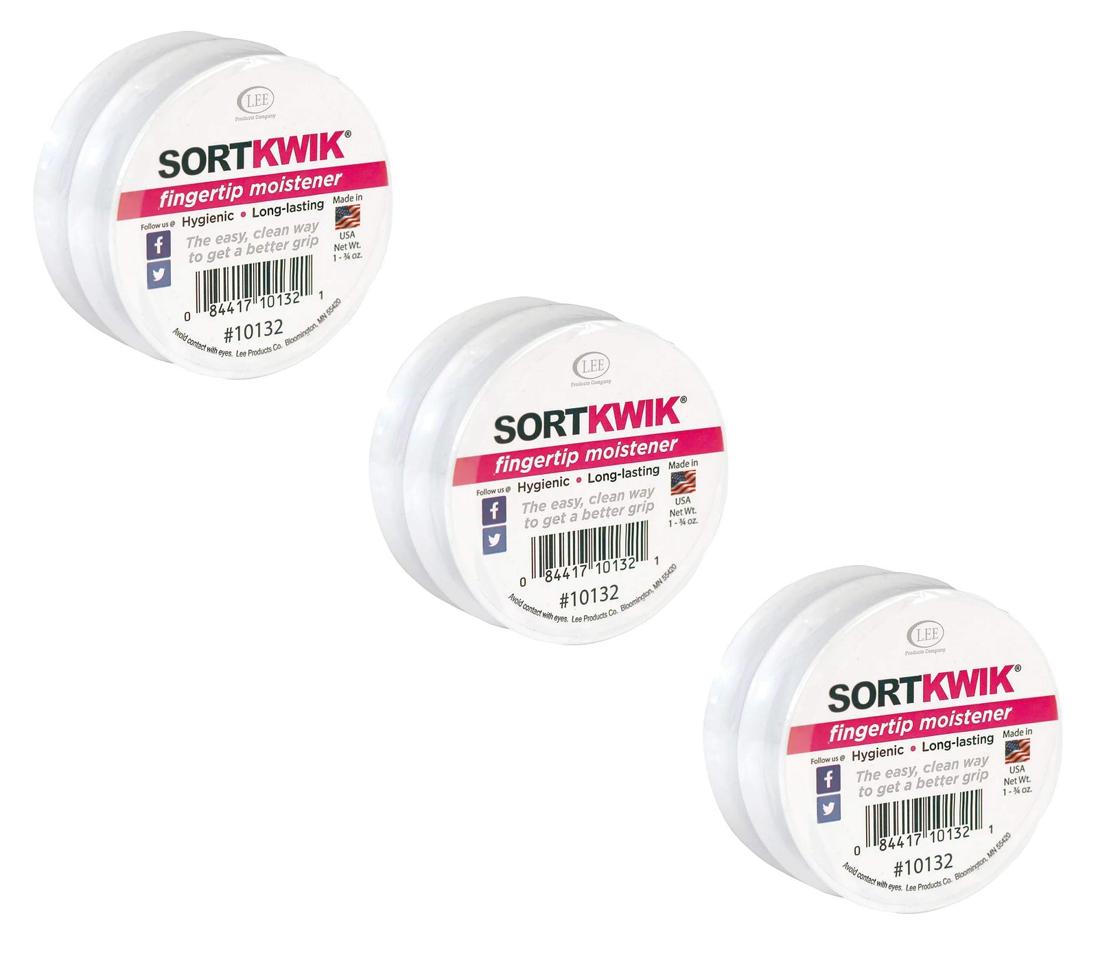 Sortkwik Fingertip Moisteners, 1 3/4 oz, Pink, Sold as 6 Pack