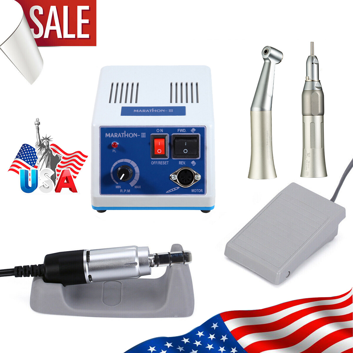 Dental Lab Electric Marathon Micromotor Polisher/Contra Angle/Straight Handpiece