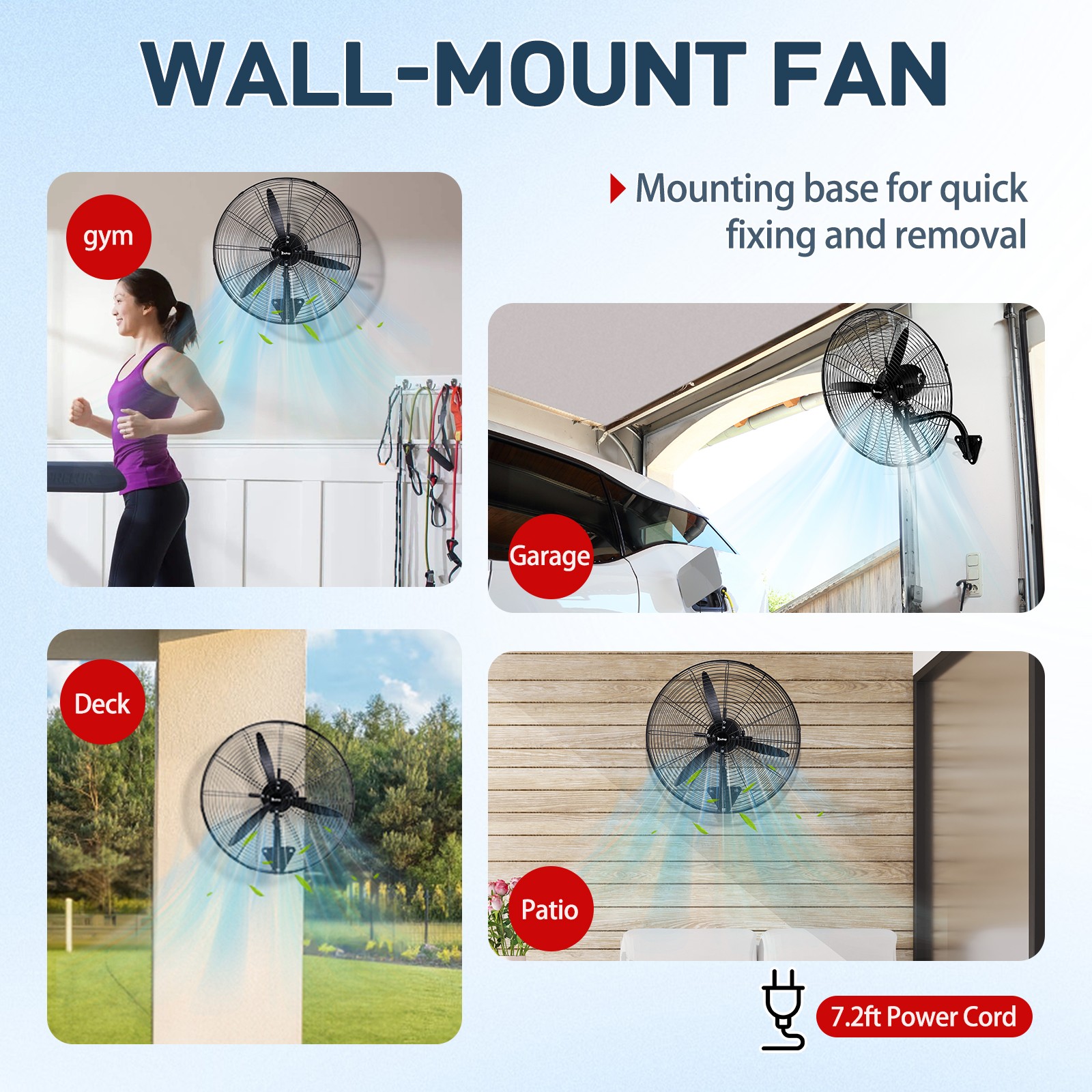 26″ Oscillating High Velocity Industrial Wall Mounted Heavy Duty Shop Fan, Black