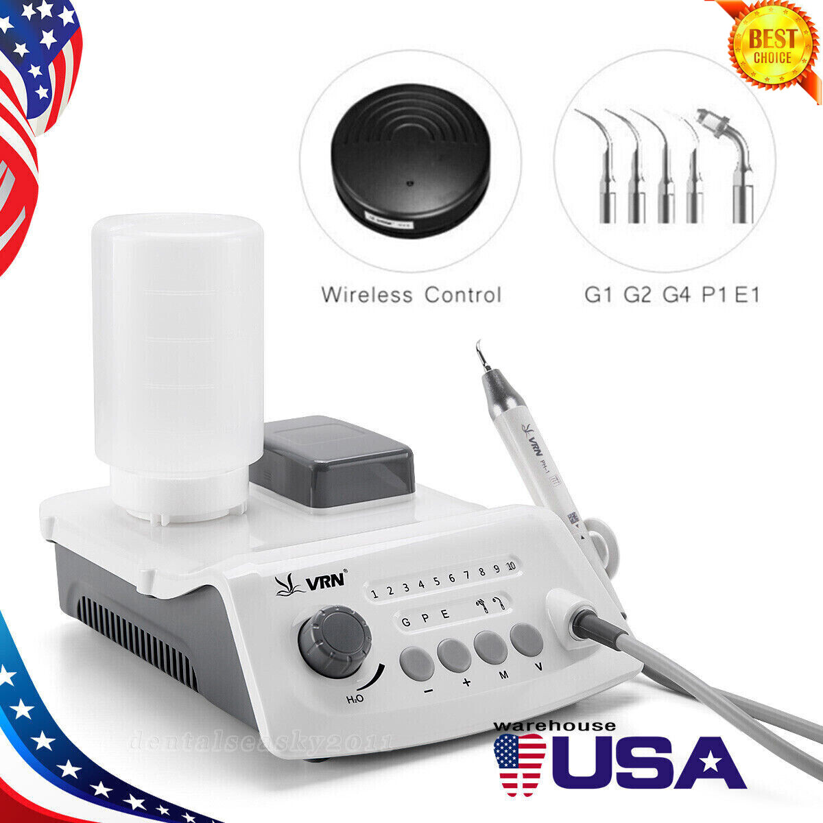 US Dental Ultrasonic Scaler fit EMS Cavitron + LED Handpiece+Tips+Bottle VRN-A8