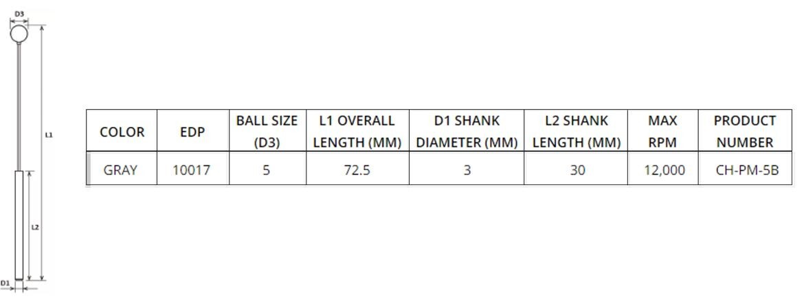 XEBEC 10017 Ceramic Fiber Ball Abrasive Stone #2 Grade 72mm L
