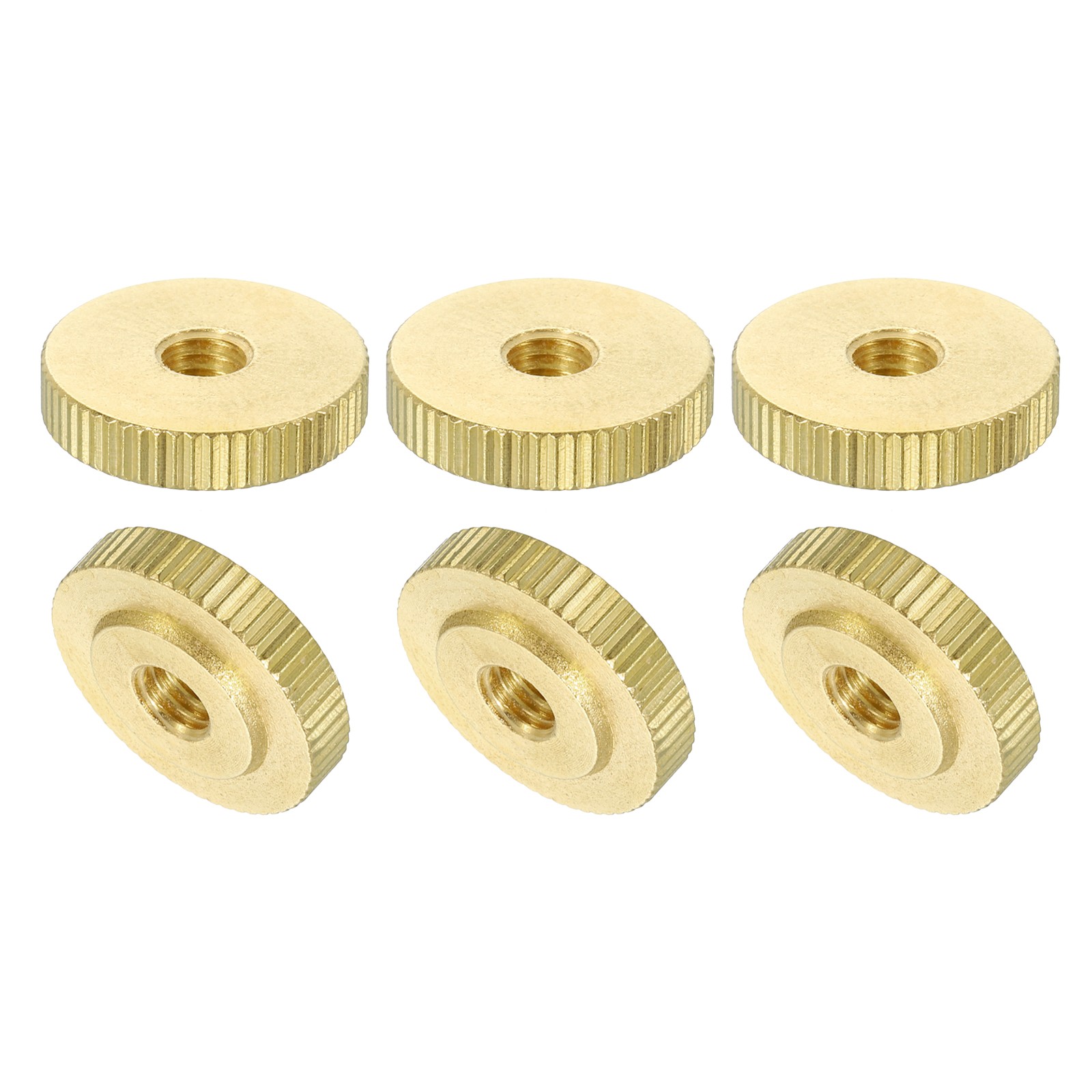 6Pcs Knurled Thumb Nuts M6 Brass Nut Flat Head Through Hole for 3D Printer Part